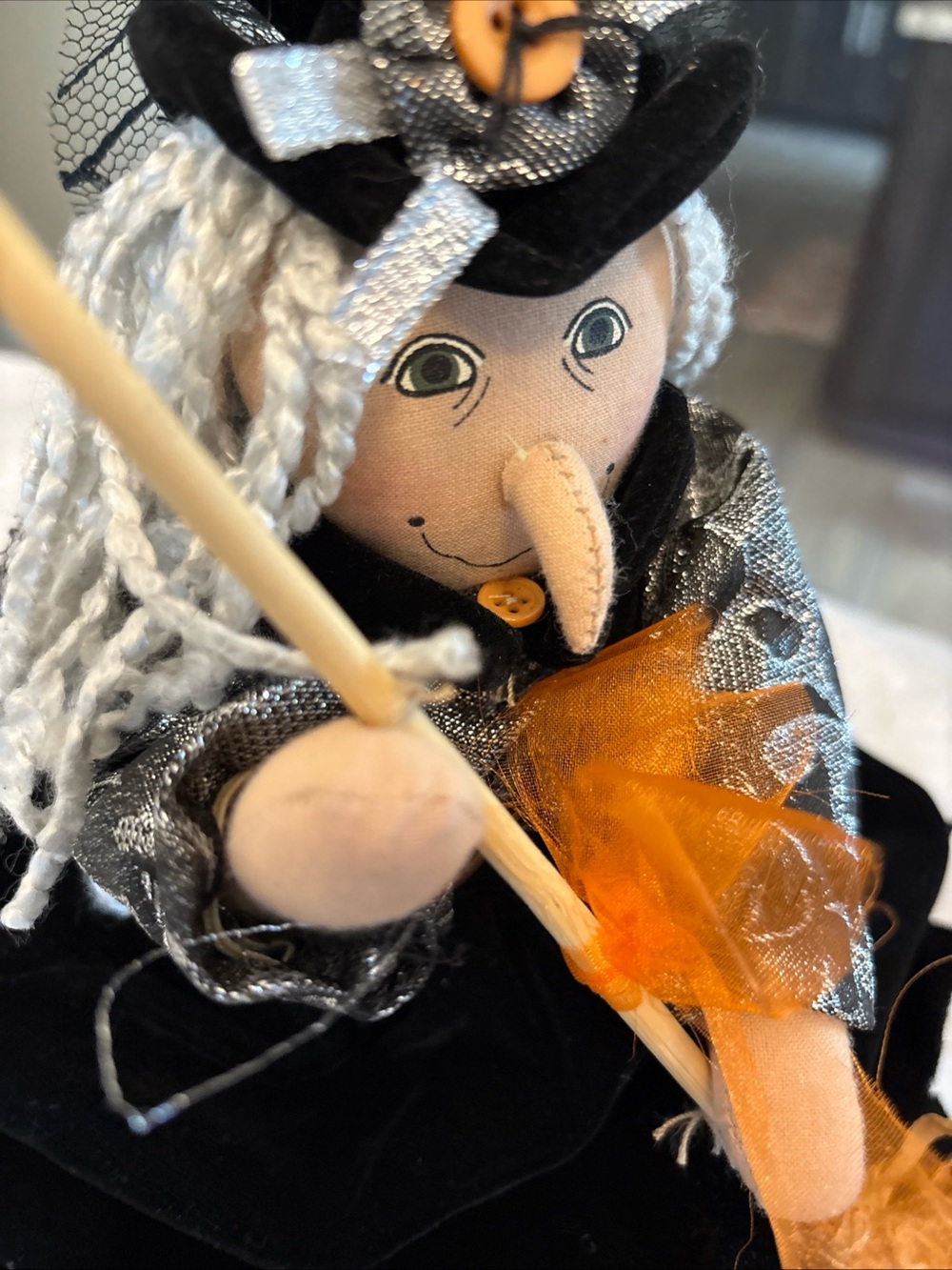 Vintage Halloween Fabric Witch Shelf Sitter - Picture 7 of 9